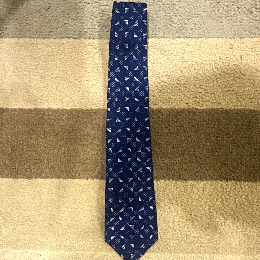 Lauren Ralph Lauren Men's Tie Blue White Red Geometric Woven Pointed One Size